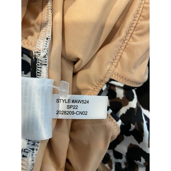 J.Crew Bathing Suit Swim One Piece Plunge Neckline Brown Black Animal Print XS - Picture 6 of 6